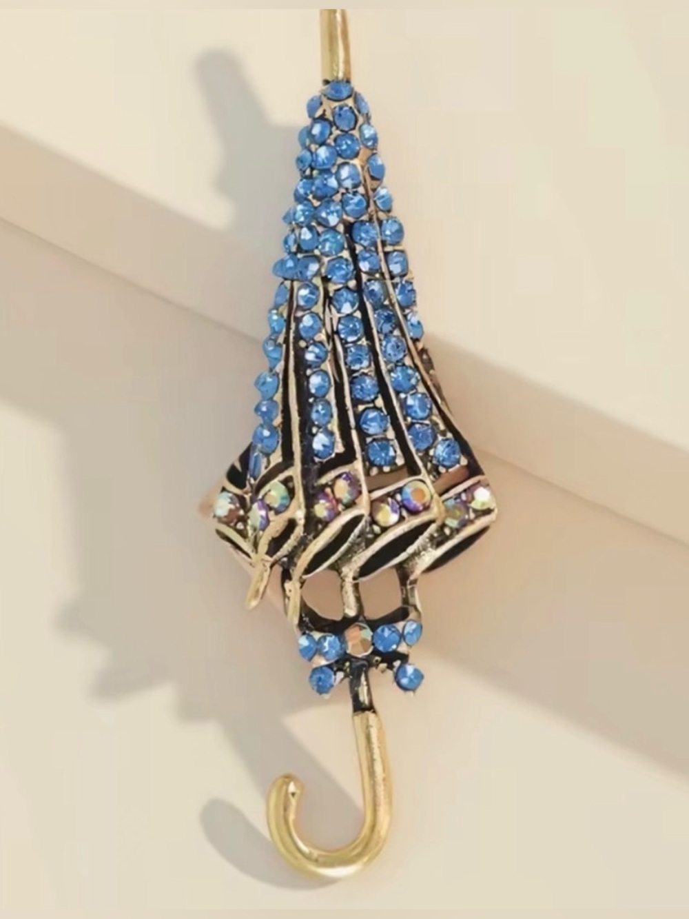 Blue Umbrella Brooch Beautiful Pin